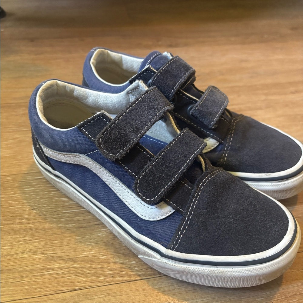 Vans Kids Blue and White Velcro Sneakers